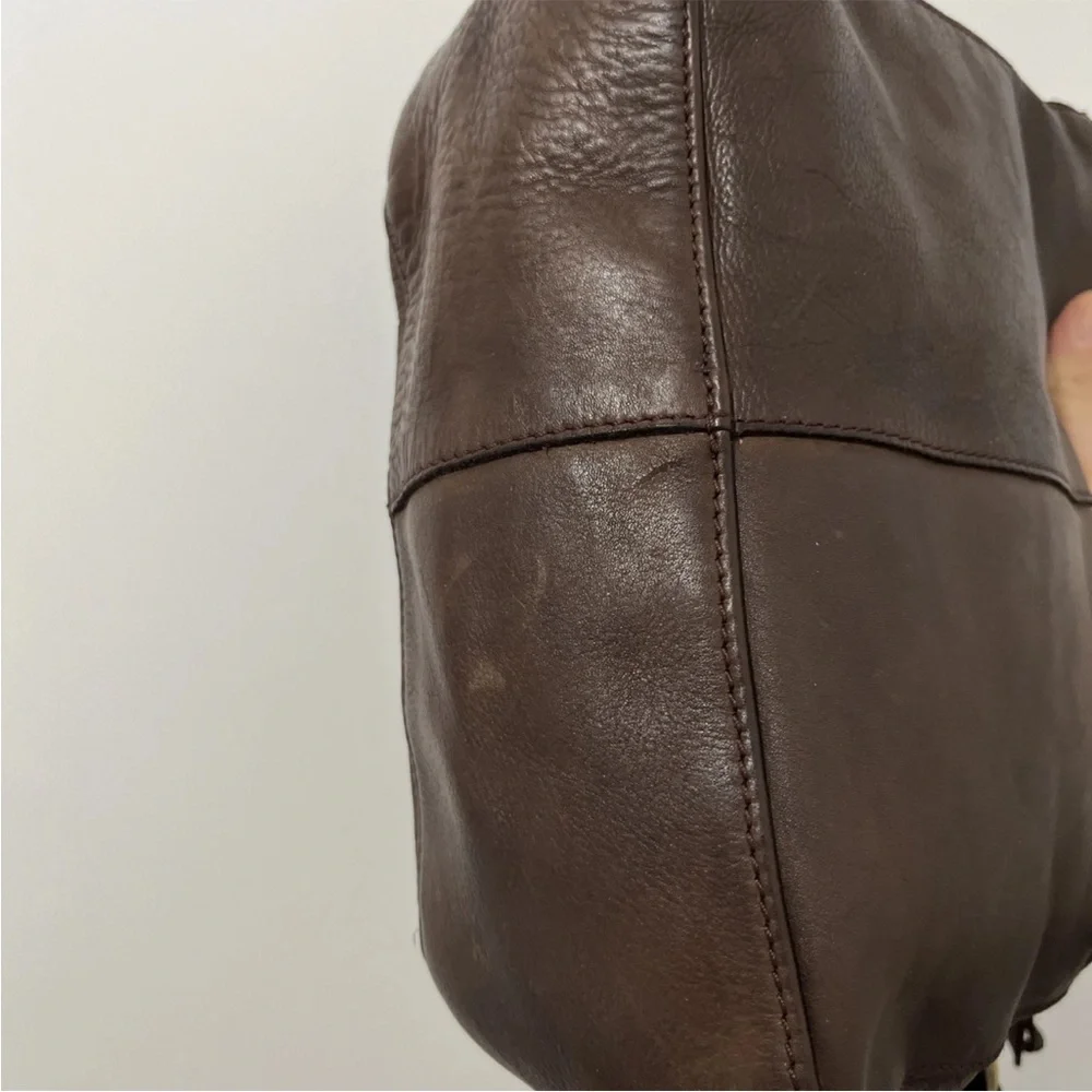 MARTA PONTI Vintage Cognac Brown Genuine Leather Crossbody Bag Purse - Picture 16 of 16